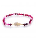 Lucky Eyes Pink Agate Bracelet with Crystal Charm
