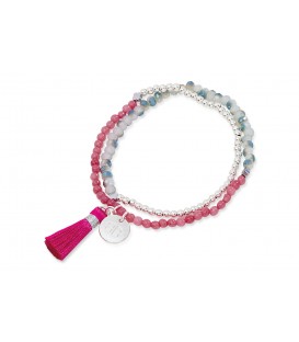 Boho Betty Classic Tassel Pink 2 Wrap Bracelet