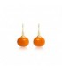 Orange egg shaped MOP pearl earrings