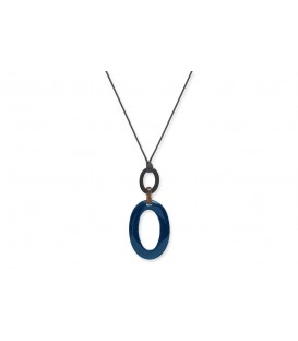 Boho Betty Ceto Horn, Blue & Black Necklace