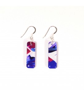 JoJo Blue Deep Pink Rectangle Earrings