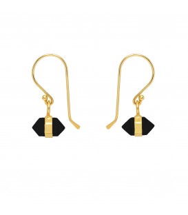 Mirabelle Horizontal Mini Double Point Black Onyx Earrings