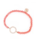 Lucky Eyes Coral Beaded Bracelet with Circle of Life Charm