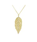 Large Gold Leaf with Crystals Necklace