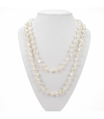 40" Loop White Pearls