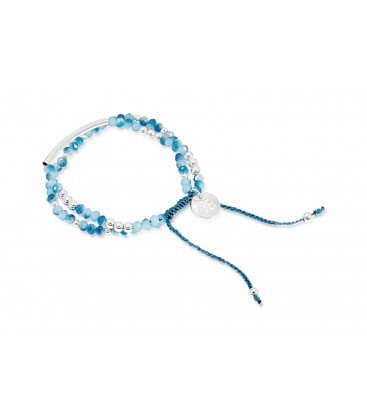 Boho Betty Banjo 2 Strand Blue Crystal Friendship Bracelet